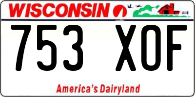 WI license plate 753XOF