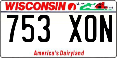 WI license plate 753XON