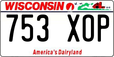 WI license plate 753XOP