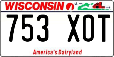 WI license plate 753XOT