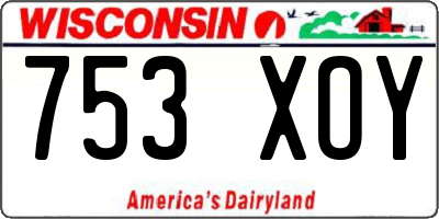 WI license plate 753XOY