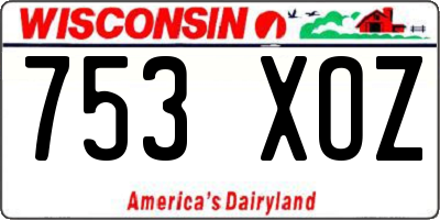 WI license plate 753XOZ