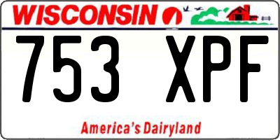 WI license plate 753XPF