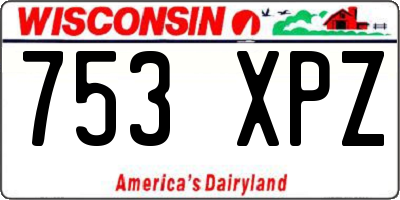 WI license plate 753XPZ