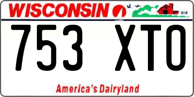 WI license plate 753XTO