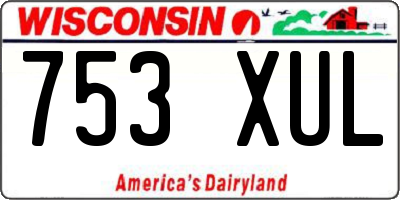 WI license plate 753XUL