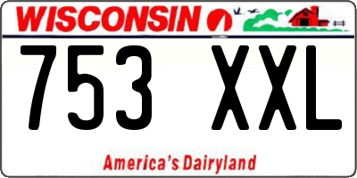 WI license plate 753XXL