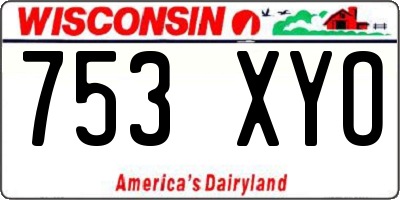WI license plate 753XYO