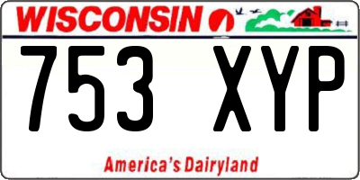 WI license plate 753XYP