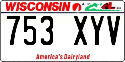 WI license plate 753XYV