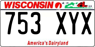 WI license plate 753XYX