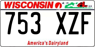 WI license plate 753XZF