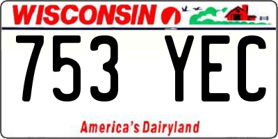 WI license plate 753YEC