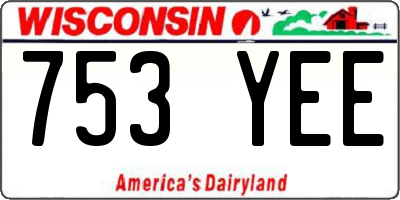 WI license plate 753YEE