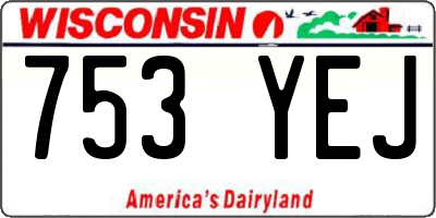 WI license plate 753YEJ
