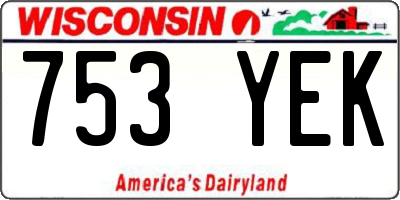 WI license plate 753YEK