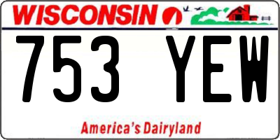 WI license plate 753YEW
