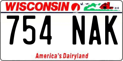 WI license plate 754NAK