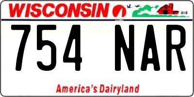 WI license plate 754NAR