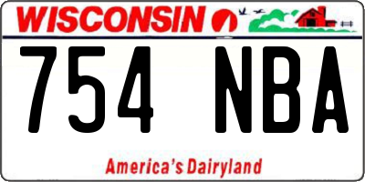 WI license plate 754NBA