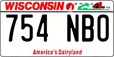 WI license plate 754NBO