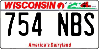 WI license plate 754NBS