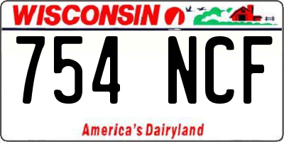 WI license plate 754NCF