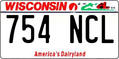 WI license plate 754NCL