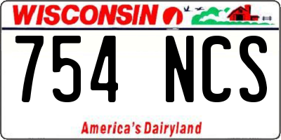 WI license plate 754NCS