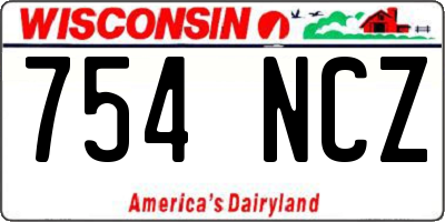 WI license plate 754NCZ