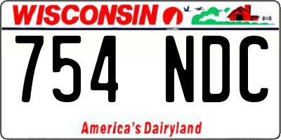 WI license plate 754NDC