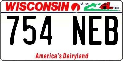 WI license plate 754NEB