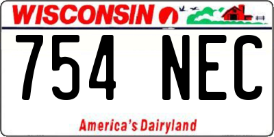 WI license plate 754NEC