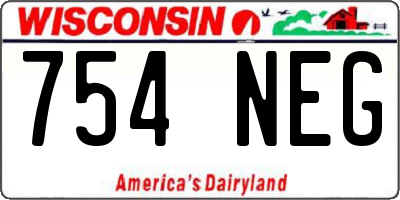 WI license plate 754NEG