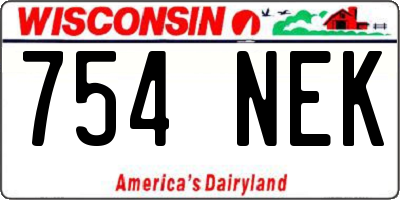 WI license plate 754NEK