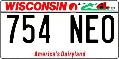 WI license plate 754NEO