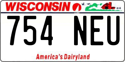 WI license plate 754NEU