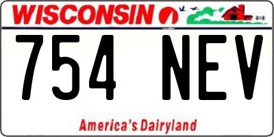 WI license plate 754NEV