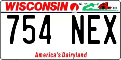 WI license plate 754NEX