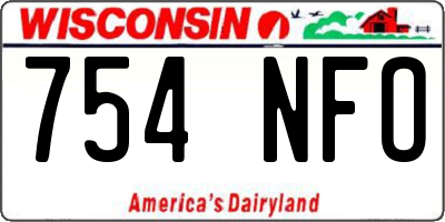 WI license plate 754NFO