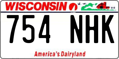 WI license plate 754NHK