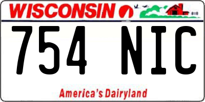 WI license plate 754NIC