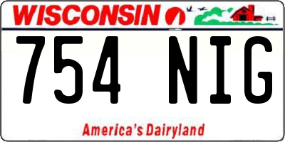 WI license plate 754NIG