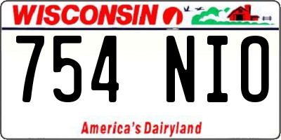 WI license plate 754NIO