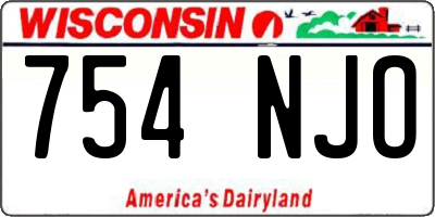 WI license plate 754NJO