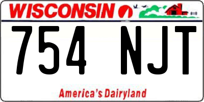 WI license plate 754NJT