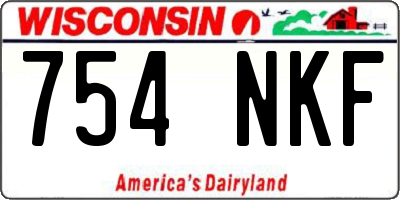 WI license plate 754NKF
