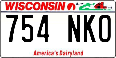 WI license plate 754NKO