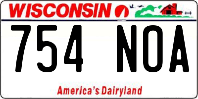 WI license plate 754NOA