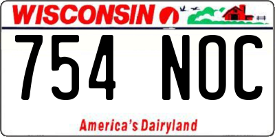 WI license plate 754NOC